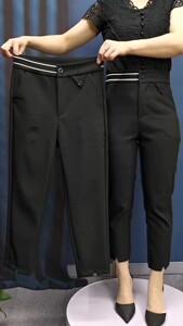 Autumn new high waist is thin and thin, black nine -point straight pencil pants, female elasticity, simple commute, small foot pants