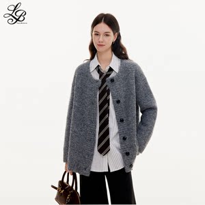 
LazyBreeze retro loose knitted sweater preppy style gentle temperament shirt women's straight trousers suit