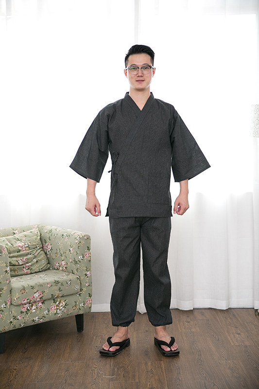 Conjunto de Pijama de Algodón Japonés para Hombre Estilo Kimono