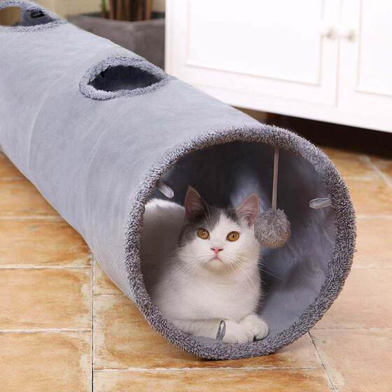 
Suede straight-through plus velvet foldable pet supplies cat toys cat amusing channel plus velvet to relieve boredom