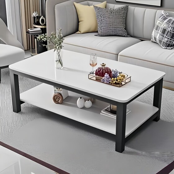 
Home office sofa long hair shaped tea table height 40/50/60cm double layer guest coffee table small table dining table dual use
