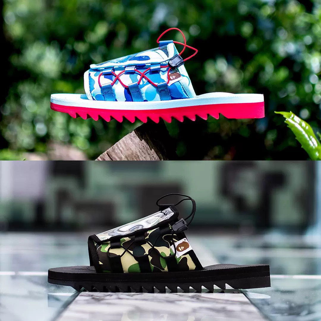 现货BAPE x SUICOKE DAO 联名合作拖鞋迷彩潮流男女款休闲拖鞋