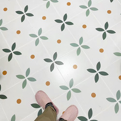 Nordic Floral Tiles Green Ceramic Tiles Kitchen Bathroom Balcony Non-Slip Floor Tiles 300×300 Terrazzo Glazed Surface