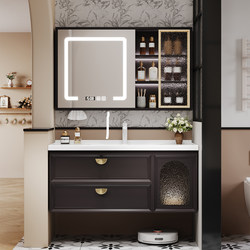 French bathroom cabinet ceramic integrated basin full mirror bathroom cabinet deep basin ceramic washbasin deep basin washbasin combination