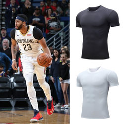 Basketball Jersey for Men, Sports Wide-Shoulder Tank Top, High-Elastic Inner Wear, Quick-Dry Shirt, Basketball Base Layer, Short-Sleeve Compression Shirt