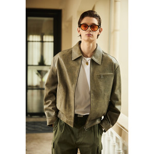 
Uncle Te men's dune fashionable short leather leather jacket lapel men's and women's jacket simple casual jacket jacket