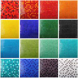 Glass Mosaic Kitchen Bathroom Balcony Restaurant Black White Green Red Blue Colorful Hong Kong Style Mosaic