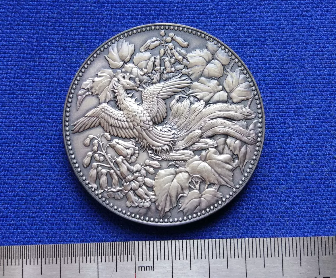 日本造幣局500日元硬幣紀念章125g純銀1982年鳳凰桐木紋