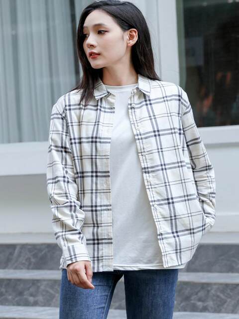 Pink Plaid Cotton Long Shirt Oversized Spring