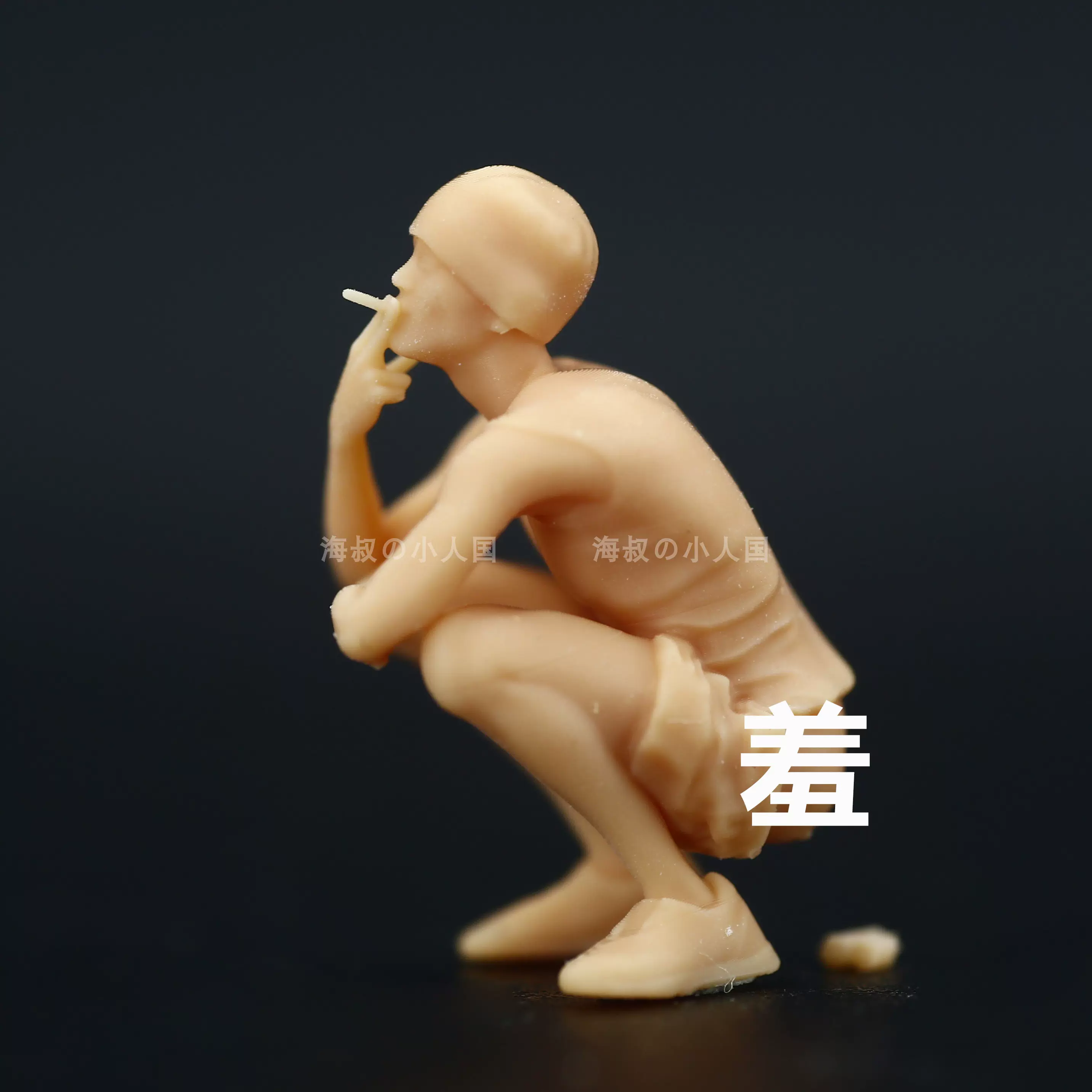 c012移动厕所公厕蹲坑抽烟1:64场景模型手办1:87微缩沙盘小人