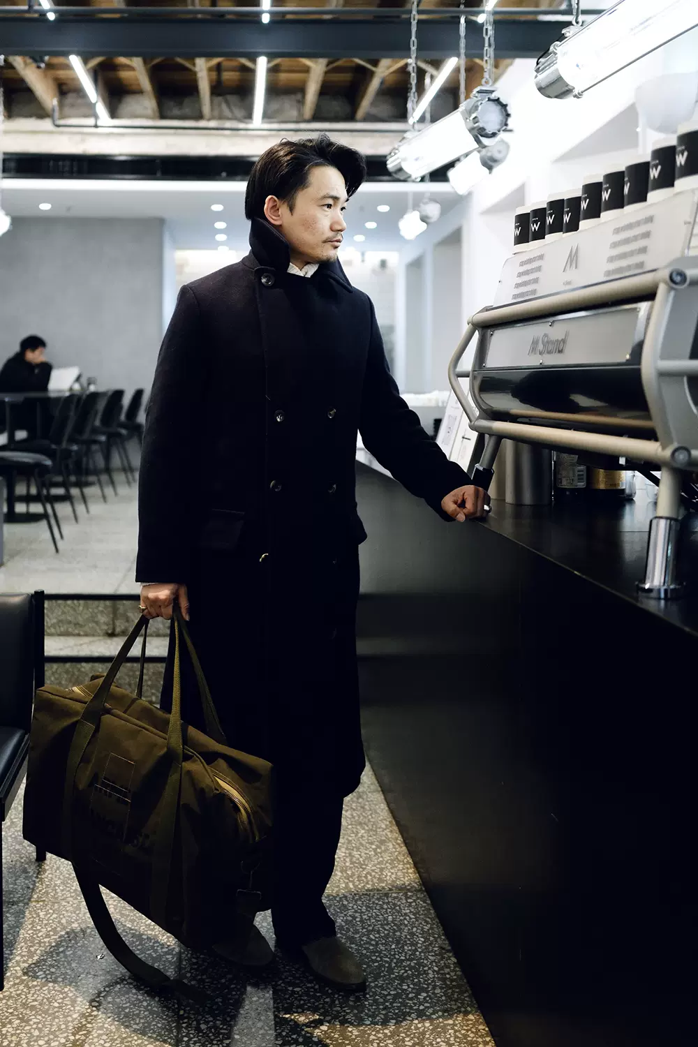 威］日本COHERENCE FOUFOU II 經典格紋羊毛翻領通勤雙排風衣