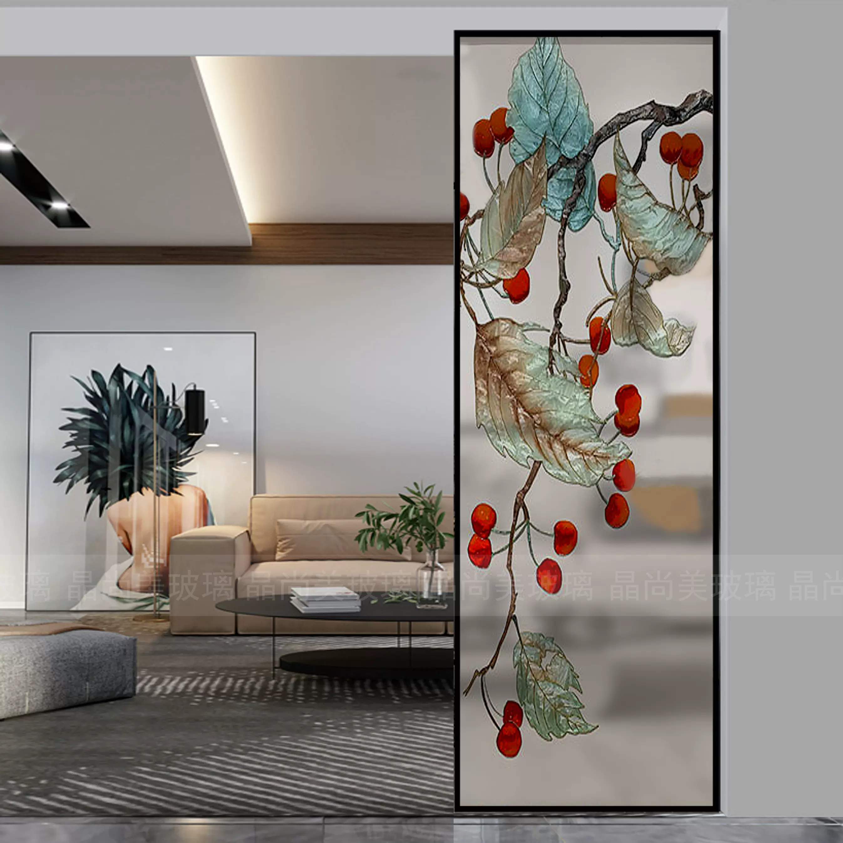 珐琅彩装饰画 珐琅彩玻璃-青岛晶宇玻璃装饰工程有限公司