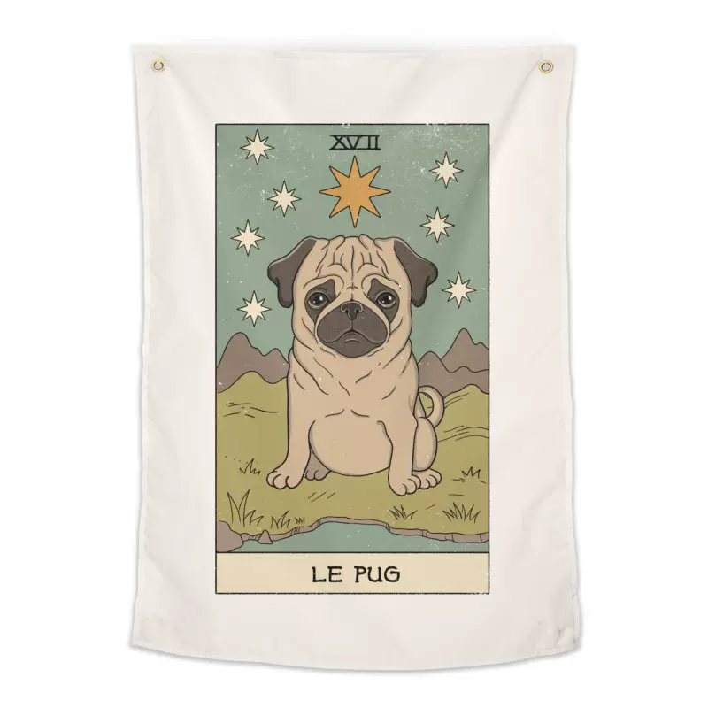 巴哥犬背景布挂毯床头沙发装饰布艺挂布宠物狗狗