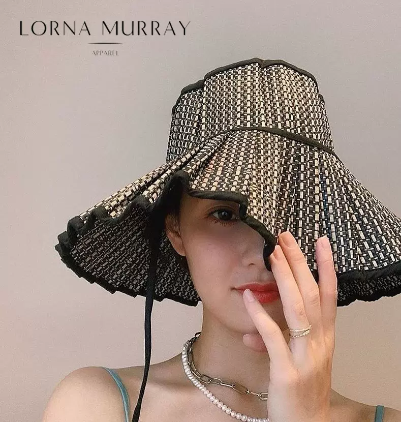 澳洲 LORNA MURRAY 大帽檐遮阳帽草帽ins网红圆顶渔夫帽编织时尚-Taobao