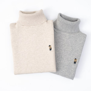 
Children's pure cotton sweaters for boys and girls, thickened pullover bottoming shirts, medium and large children's turtleneck autumn and winter sweaters, plus velvet sweaters