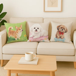 New Cute Cartoon Dog Pillow for Sleeping, Large Dog Cushion Cover for Bedroom Sofa, Square Backrest Pillow