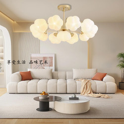 Nordic Cotton Living Room Chandelier, Creative Cream Style, Modern Minimalist Hall Main Light, Light Luxury Internet-Famous Pumpkin Dining Room Lamp