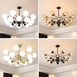 Nordic Modern Minimalist Internet-Famous Magic Bean Glass Chandelier, Iron Art Light Luxury Dining Room Bedroom Atmospheric Living Room Zhongshan Lighting Fixtures