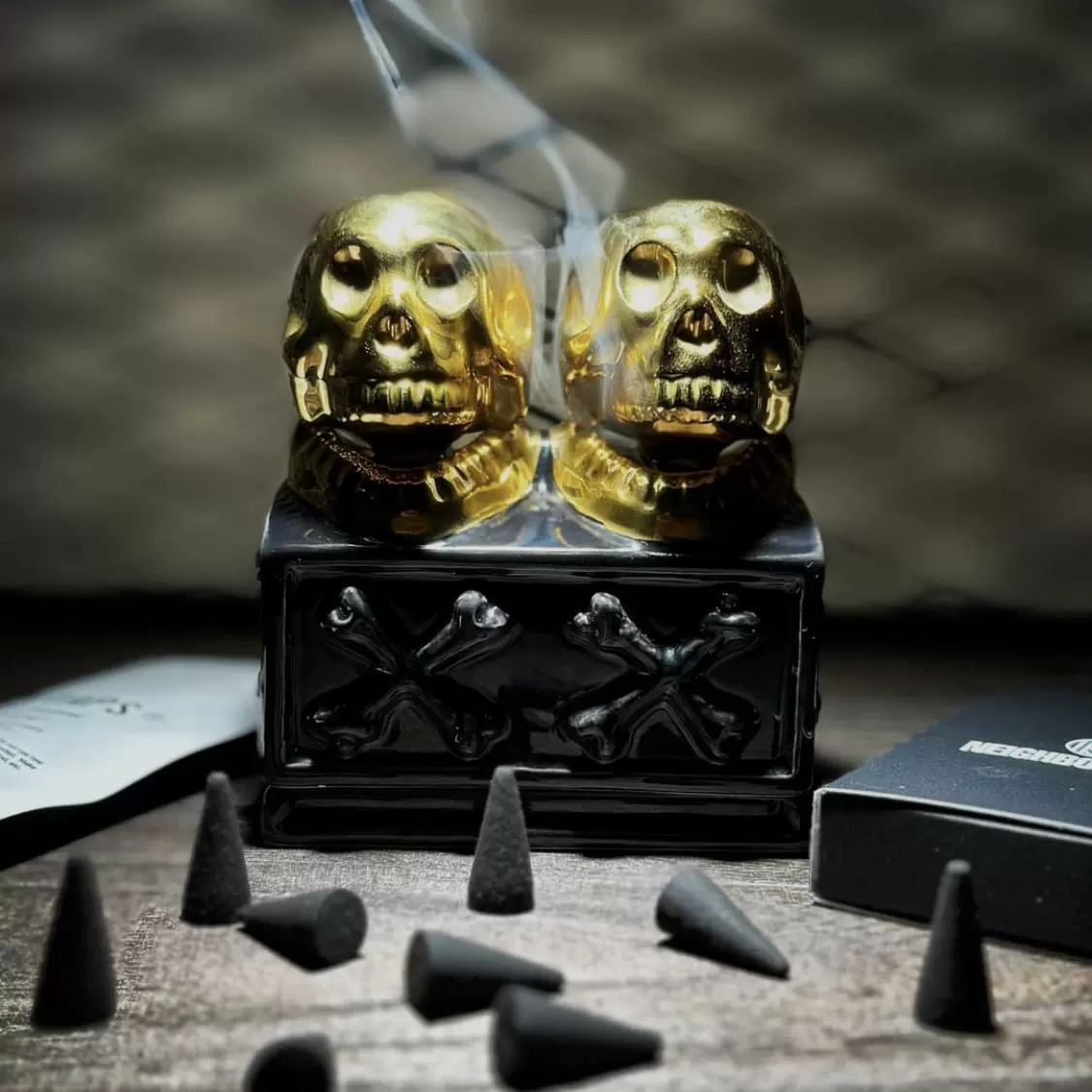 现货NEIGHBORHOOD DUALSKULL INCENSE CHAMBER 金头骷髅香炉-Taobao