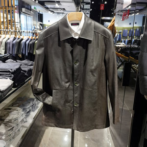 
High-end business lapel leather jacket for men, casual and handsome cowhide jacket, autumn and winter new warm business leather jacket, Yiwen