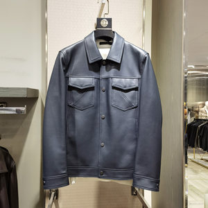 
Lei Jun's same style snap button new style lapel genuine leather jacket men's business casual fashion first layer sheepskin jacket Ogu