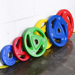 Commercial Barbell Plates 50mm Large Hole Colorful Black Rubber-Coated Three-Hole Plates Hand-Held Plates Olympic Plates Powerlifting Rack Weights