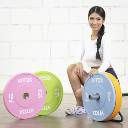 Macaron-Colored Barbell, Low-Elasticity Full Rubber Barbell Plates, Snatch, Press, Deadlift Barbell, Black and Colored Stainless Steel Center Ring