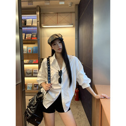 Red Celebrity Style White Shirt for Women, Spring Outfit 2026 New French-Style Top, Loose Design with a High-End Feel