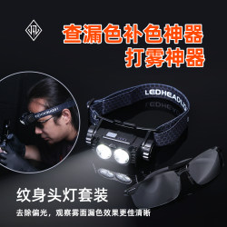 High-Brightness Tattoo Artist Work Headlamp for Fogging, Leak Detection, Color Assistance, Tattooing Tool, Clear Polarized Glasses to Eliminate Reflections