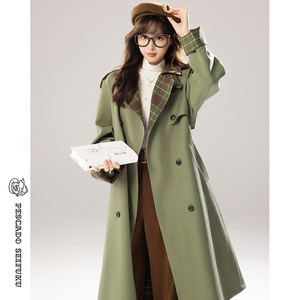 
Sweet Fish Less Salt [Tundra] Reversible Long Windbreaker Coat Women's 2025 New Autumn Small Slimming Coat