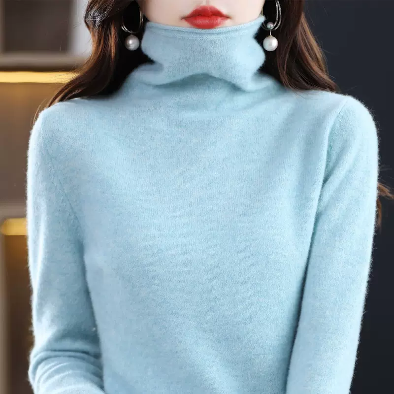 New 100% merino wool turtleneck cashmere sweater in autumn a-Taobao