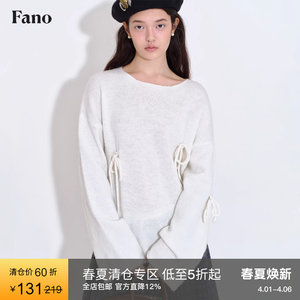 
Fan Luo Fano sweet handmade three-dimensional bow tie pullover wool blend sweater women's top spring