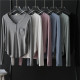 Mao -edge pocket arc swinging long -sleeved T -shirt female summer 2025 new slim round neck thread cotton bottom shirt