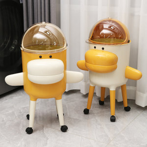 
Cartoon trash can for home living room, light luxury, high-end, new style, high-value, creative bedroom, kitchen, large paper basket with lid