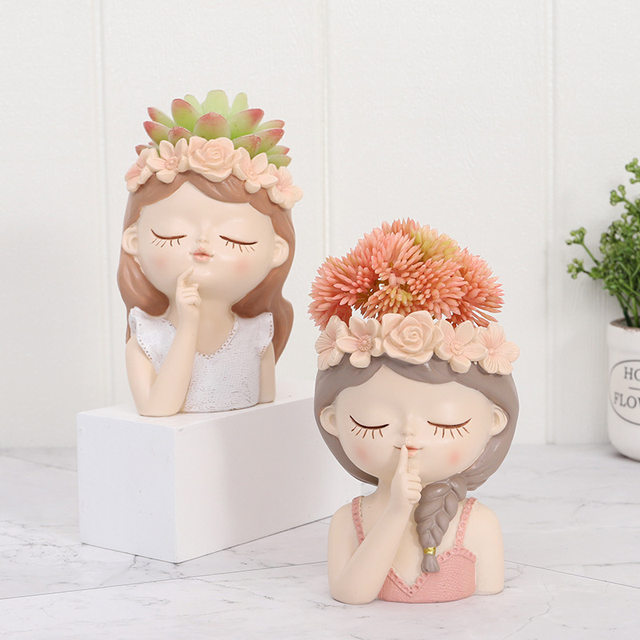 Miao Ruyi cute girl potted flower pot small flower pot home gardening ...