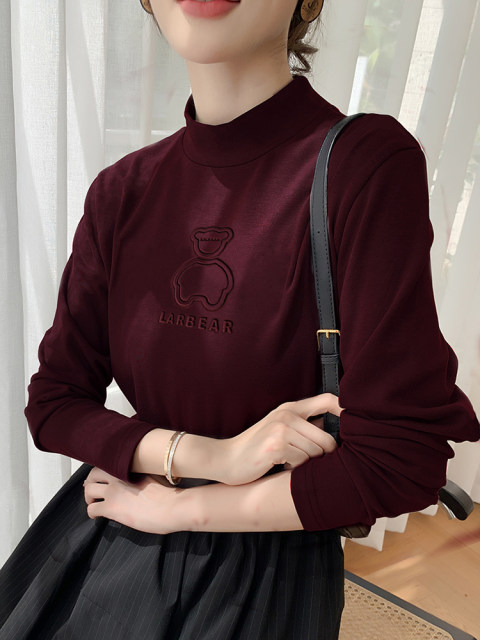 Deye bottoming shirt women's loose half -high -necked bottom shirt ...