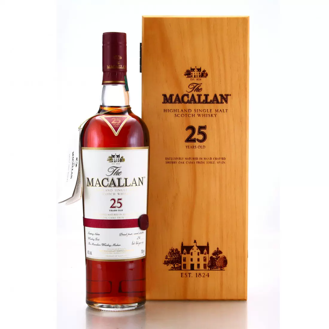 macallan 麦卡伦25年红绸带雪莉桶苏格兰单一麦芽威士忌老版700ml