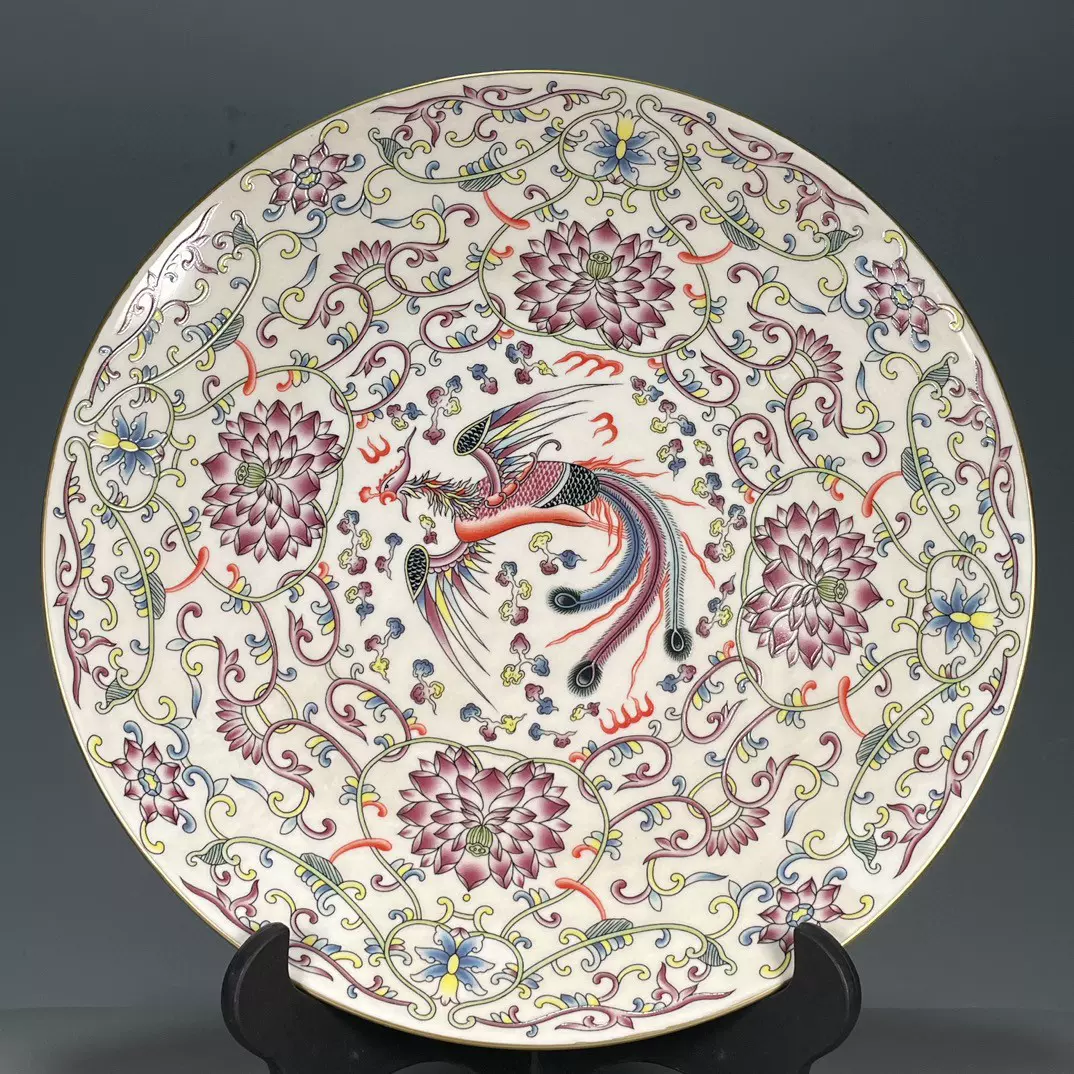 大清乾隆年製款 粉彩萬花文盤 中国古陶磁 / 唐