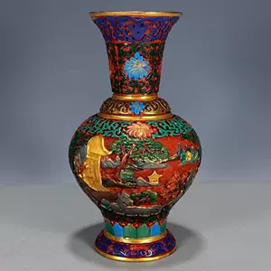 珍藏 中国 清代 剔紅漆器 堆朱山水人物花卉紋花瓶 極細工 賞物 置物 中国古美術 唐物 GSL42