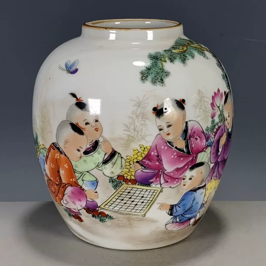 清代粉彩花卉瓷器同治年製仿古十二報喜罐國潮風景德鎮窯素三彩