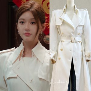 
Spot Zhao Lusi Xu me dazzling Xu Yan same style white lapel slim lace-up windbreaker high-end jacket 25 early autumn