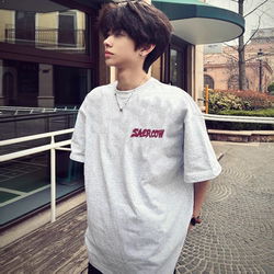 Pure Cotton American-Style Short-Sleeved T-Shirt for Men, New Summer Style, Hong Kong Style ins Trendy Brand Letter Print Loose Large Size Half-Sleeve Top