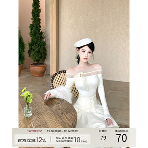 Dust Deng Deng Rich Girl Small Dress Suit Women's 2025 Winter One Shoulder Top and Skirt Two-piece Set