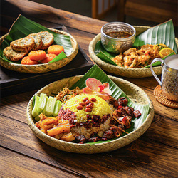 Southeast Asian Creative Bamboo Plate, Thai Tray, Japanese Thai Food, Dai Flavor Dish Plate, Retro Dinner Plate, Thai Food Tableware