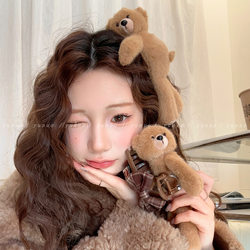 Authentic Cute Plush Teddy Bear Hair Clip for Women, Side Clip, Bb Clip, Back of the Head Shark Clip, Large Claw Clip, Headband, Teddy Bear