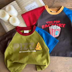 Pure Cotton Boys' Short-Sleeved Cartoon T-Shirt Summer Clothes Kidsren's Printed Tops Baby Casual Half-Sleeved Summer Kidsren's Clothing