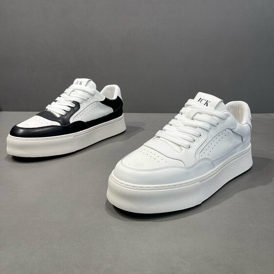
Maple Fashion Spring New Small White Shoes Thick Sole Height Increase Simple and Versatile Non-Stuffed Cowhide Men's Fashionable Board Shoes