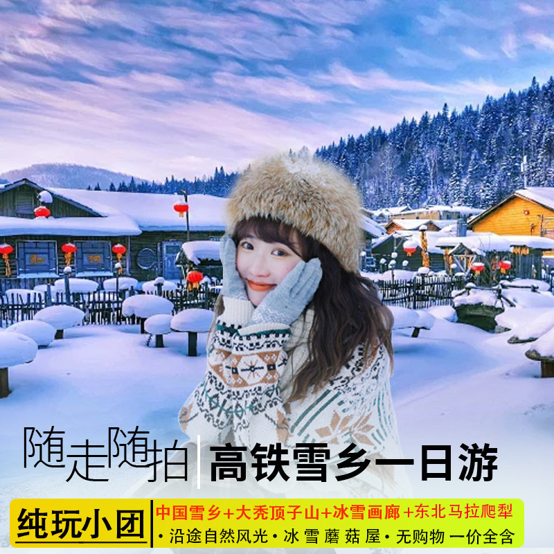哈尔滨中国雪乡一日游6人团雪乡大秃顶子山十里冰雪画廊一价全含 - 定制游预订