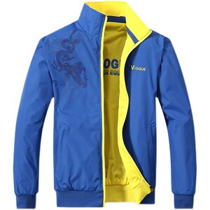 Spring jacket thin stand -up collar windbreaker double -noodle dressed jacket spring and autumn men's leisure double -sided wearing sportswear
