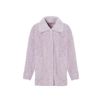 
Purple off-shoulder classic eco-friendly fur one-piece jacket